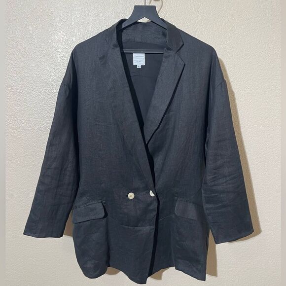 Coast Linen Black Double-Breasted Blazer - Picture 1 of 3